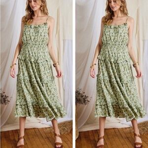CES FEMME tiered ruffle maxi dress